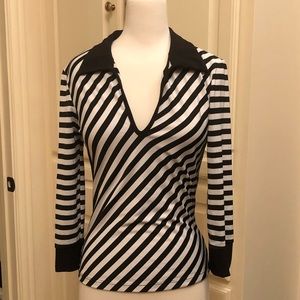 AGACI TOO Black & White Stripe Blouse- Small